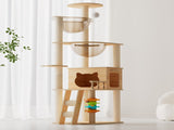 59" Modern Cat Tower, Wood Cat Tree Tower for Indoor Cats, Cat Treewith Sisal-Covered Scratching W3101P383595