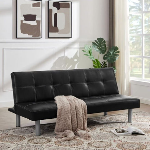 ZUN Black, Modern design solid color PU leather Sofa Bed, convertible Sofa Bed, suitable for Living Room 83086173