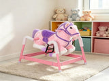 ddler Pink Spring Ride-On Horse Plush Rocking Horse with Sounds & Foot Stirrups, for Kids 3-8Years 08480929