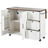 K&K 54.5" Farmhouse Kitchen Island with Power Outlet, Kitchen Storage Island with Internal Storage N707P170349W
