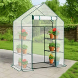 Mini Walk-in Greenhouse with PE Cover, 4-Shelf Indoor Outdoor Plant Gardening Green House for Garden 57670893