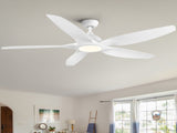 Modern 60 In Intergrated LED Ceiling Fan Lighting with White ABS Blade W1367P447587