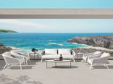 Rowan 63.5" Rope Barrel Back Patio Conversation Loveseat Sofa, Optic White Acrylic B2719P245981