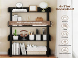 4-Tier Anti-Tipping Open Bookcase with Elevated Legs, Black Display Rack for Home Office 37815024