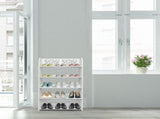 Wood-plastic Board Five Tiers Carved Shoe Rack White A 52666556