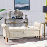 62" Bedroom Tufted Button Storage Bench, Modern Fabric Upholstered Ottoman, Window Bench, Rolled Arm W1853112515