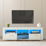 ZUN White morden TV Stand with LED Lights,high glossy front TV Cabinet,can be assembled in Lounge Room, W67936012