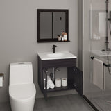 Blake Bathroom Mirror Cabinet with Two Interior Shelves, Wall-Mounted Storage Black B200P313691