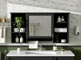 3-in-1 Bathroom Mirror Cabinet, 42 inch Wall Mounted Medicine Cabinet with Adjustable Shelf & Soft N710P358613B