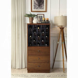 ZUN Walnut Wine Cabinet with 3 Drawer B062P209332