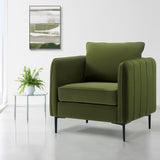 Accent Chair for Living Room, Velvet Comfy Single Sofa Chair Mid-Century Modern Armchair with 1 32033954
