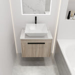 ZUN 24 " Modern Design Float Bathroom Vanity With Ceramic Basin Set, Wall Mounted White Oak Vanity With 61035448