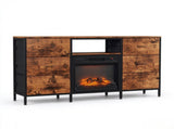Electric Fireplace TV Stand, Rustic Weathered Wood, 147.323079.4cm, Embossed Melamine MDF, 6 86799417