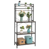5-Tier Bakers Rack with 10 S-Shaped Hooks, Industrial Microwave Oven Stand, Free Standing 01971249