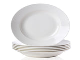 White Dinner Plates Set of 6, 9 Inch Salad Serving Modern Round Dishes - Dishwasher, Microwave, Oven 63559790