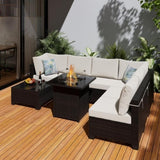 Cushion Covers for 7 Pcs Wicker Rattan Sectional Sofa, 14Pack Cushion Slipcovers Set W419P199031