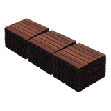 30 PCS Interlocking Deck Tiles Striped Pattern, 12" x 12" Square Acacia Hardwood Outdoor Flooring W2391P276690