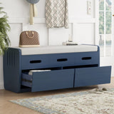 ZUN TREXM Rustic Storage Bench with 2 Drawers, Hidden Storage Space, and 3 False Drawers at the Top, WF323695AAM