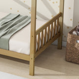Twin House Bed with Headboard and Footboard, Twin Rubber Wood Bed with House Frame,White OAK W504P225961