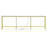 94.49"x7.87"x31.10" Extra Long Console Table, MDF Melamine Veneer & Iron Frame with Power Outlet, 83188920
