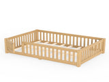 Full Size Bed Floor Bed with Safety Guardrails and Door for Kids, Natural W1580P462323