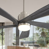 52 Inch Modern Ceiling Fan With Dimmable LED Light 5 Solid Wood Blades Remote Control Reversible DC W882P151478