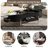 U-Can 47.2''Lift Top Coffee Table with 360-degree Marble-patterned rotating tray,Hidden Compartment, N724P228920B