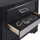 ZUN 2 Drawers MDF Nightstand with 1 Jewelry Drawer, Black B016P255583