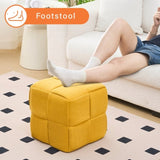 Square Ottoman Foot Stool Corduroy Vanity Chair Bench with Padded Woven Footrest for Entryway Living 46377371