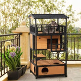 ZUN Wooden Cat House （Prohibited by WalMart） 14190426