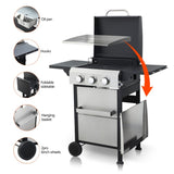 ZUN 3-Burner Propane Gas BBQ Grill, SS Plancha, 36900BTU Output With Wire Enamel Cooking Grids For W2938P208388