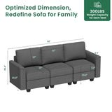 Modular Sectional Sofa with Storage Seat Upgrade Convertible Sofa Couch for Living Room/Deep 27'' B2716P236651