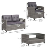 4 Piece Outdoor Rattan Sofa Set-Gray 87087047
