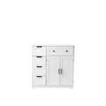 ZUN [FCH] Storage Bathroom Cabinet, 2 Doors 5 Drawers Bathroom Cabinet, White 13184001