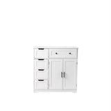 ZUN [FCH] Storage Bathroom Cabinet, 2 Doors 5 Drawers Bathroom Cabinet, White 13184001