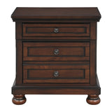 Classic Transitional Nightstand Brown Cherry Finish Birch Veneer Hidden Drawer Bun Feet Bedroom B01146214
