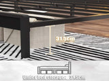 Full Size Metal Platform Bed Frame with Wooden Headboard and Footboard with USB LINER, LED Lights, W311P416241