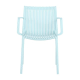 Summer - 4pcs Modern Stackable Plastic Armchair for Indoor/Outdoor Use Ergonomic Slatted Back W3450P323324