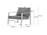 Silver Aluminum Lounge Chair with Sleek Rope Accents and Comfortable Cushions, Perfect for Modern N767P237034W