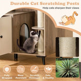 ZUN Cat Litter box with Cat scratching post, Cat Apartment, Cat House, locker 88610669