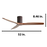52 inch Flush Mount Fan with Remote Control, 3 Reversible Wood Blades Noiseless DC Motor W934P189483