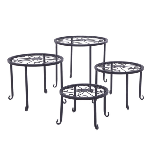 ZUN 4 Plant Shelves with 4-1 Round Pattern in Black Baking Paint 87824548