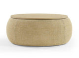 Round Storage Ottoman, 2 in 1 Function, Work as End table and Ottoman, Natural W48762888