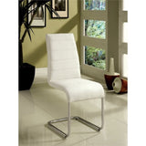 Set of 2 Padded White Leatherette Side Chiars in Chrome Finish B016P156853