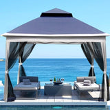 ZUN Outdoor 11x 11Ft Pop Up Gazebo Canopy With Removable Zipper Netting,2-Tier Soft Top Event 30267697