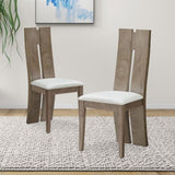 ZUN Dining Chair Set of 2 MDF, sponge .PU Leather Upholstered Cushion Seat Wooden Back Side Chairs Wood W876126496