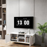 Modern TV Stand with Wave-Design Doors, Open Shelf & Adjustable Shelf - Stylish and Functional for W3151P288928