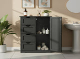 Black MDF with melamine veneer, 56*30*80cm, 4 drawers, 1 door, bathroom vanity 56634928