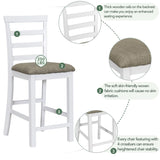 5-Piece Multi-Functional Rubber Wood Counter Height Dining Set with Padded Chairs and Integrated 9 61512091