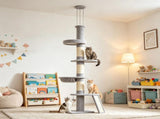 Adjustable Height Cat Tree 90.6-102.4 Inch Floor to Ceiling 5-Level Cat Tower with 3-Rod Support 66688005